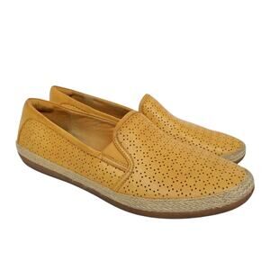 Clarks Collection Women's Yellow Perforated Slip On Loafers Sneakers Size 9.5